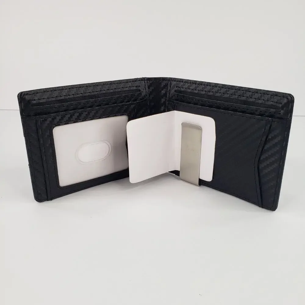 BULLMIND Black Bifold Wallet Bull Slim Thin Minimalist with Money Clip Gift Box